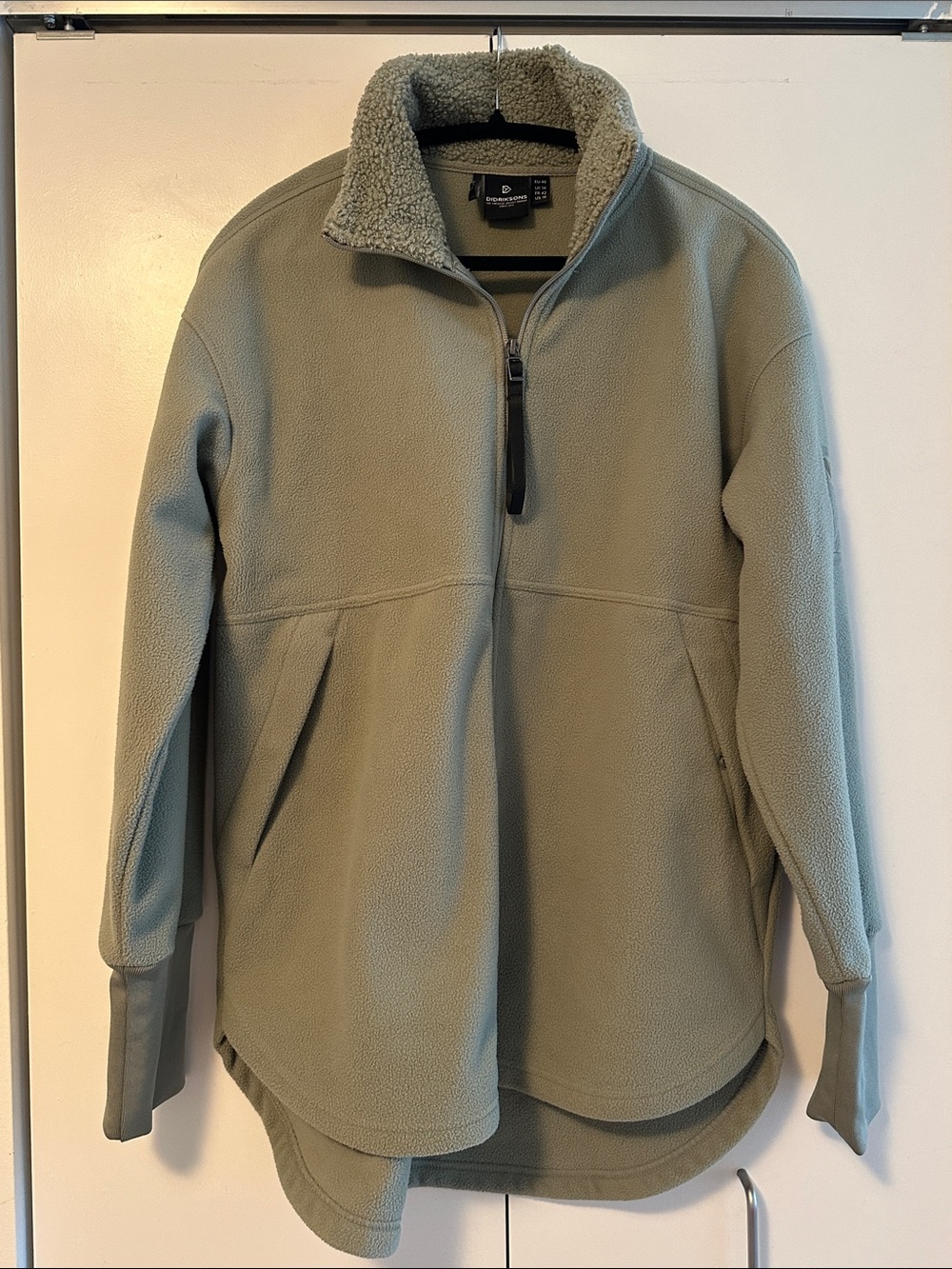 Didriksons Sherpa-Lined collar Fleece Jacket in Light Sage